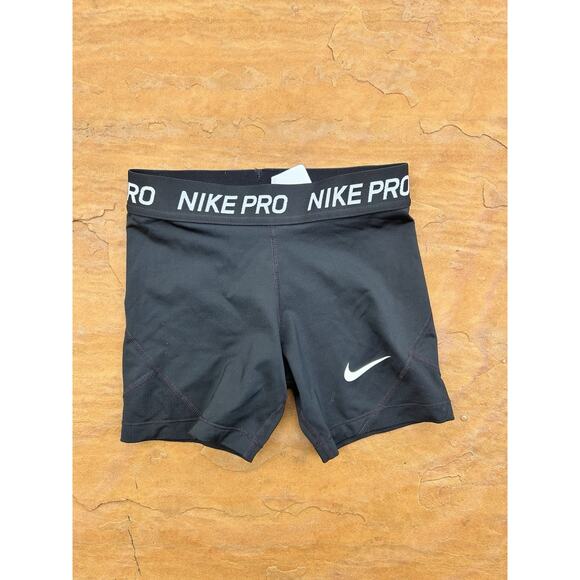 Nike Pro Shorts Girls Medium Black Dri-FIT Compression Training Volleyball - Picture 1 of 3